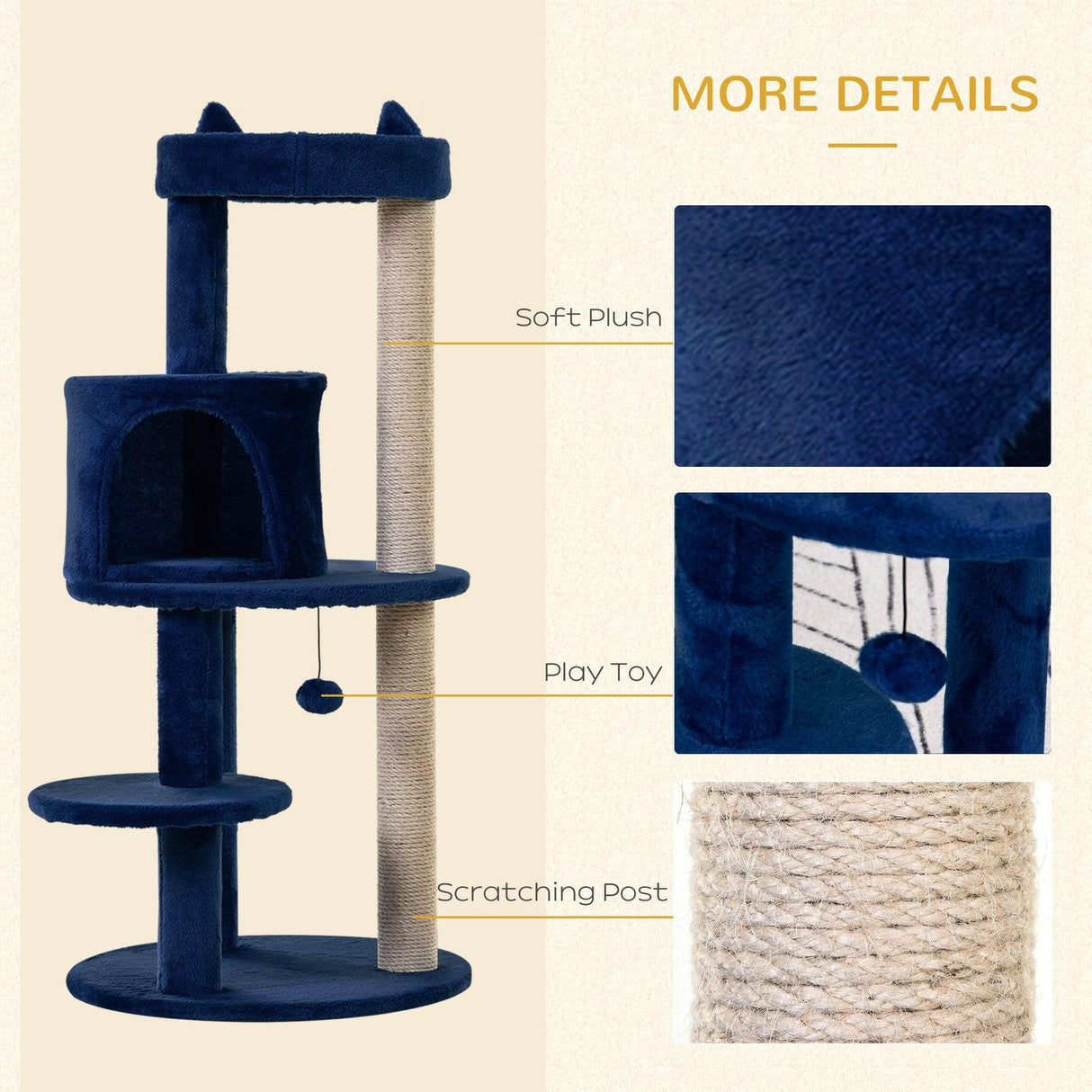 Deluxe 3-Tier Cat Tower - Blue - Cat Trees - Purr Wish