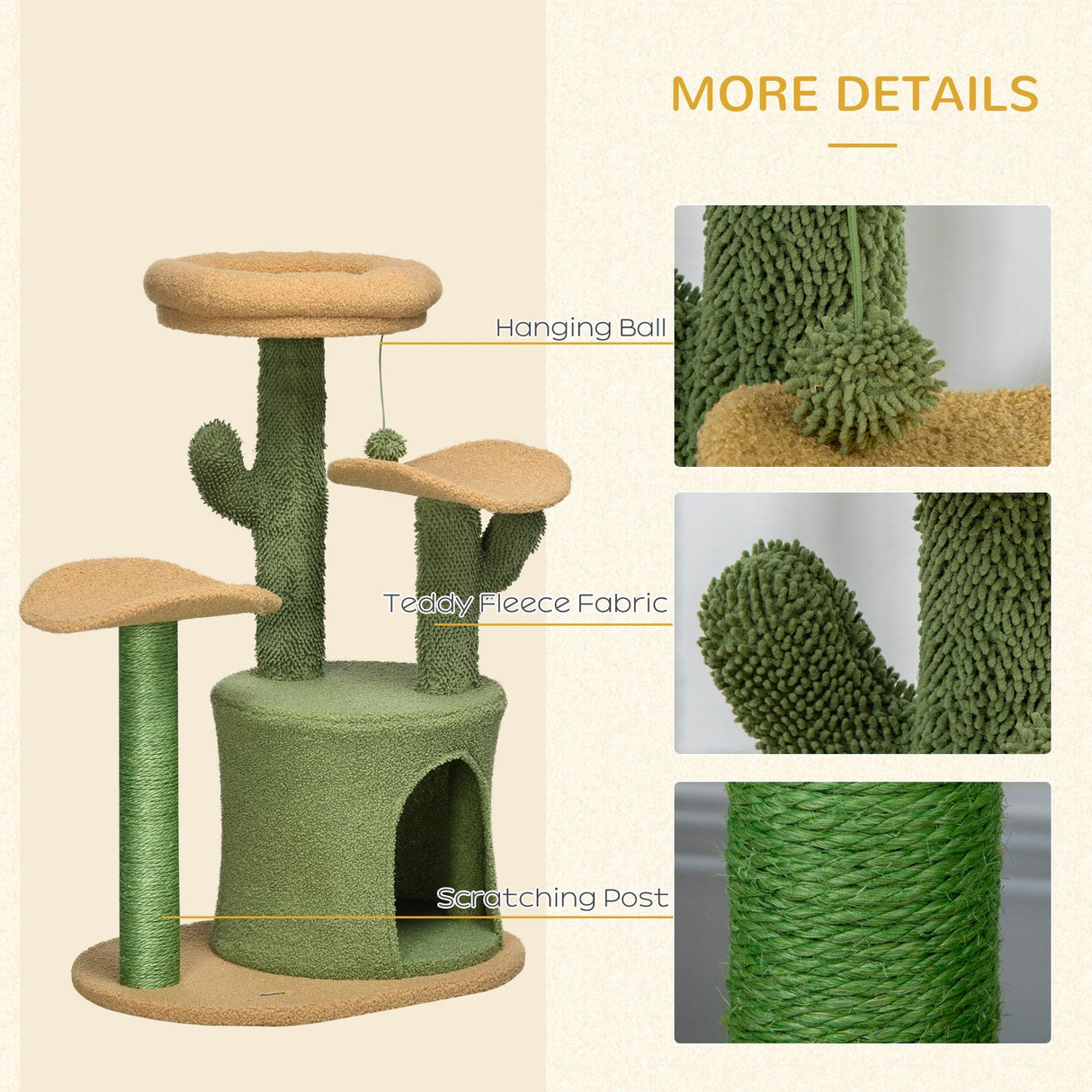 Cactus Cat Tree Activity Centre, 83cm - Green - Cat Trees - Purr Wish