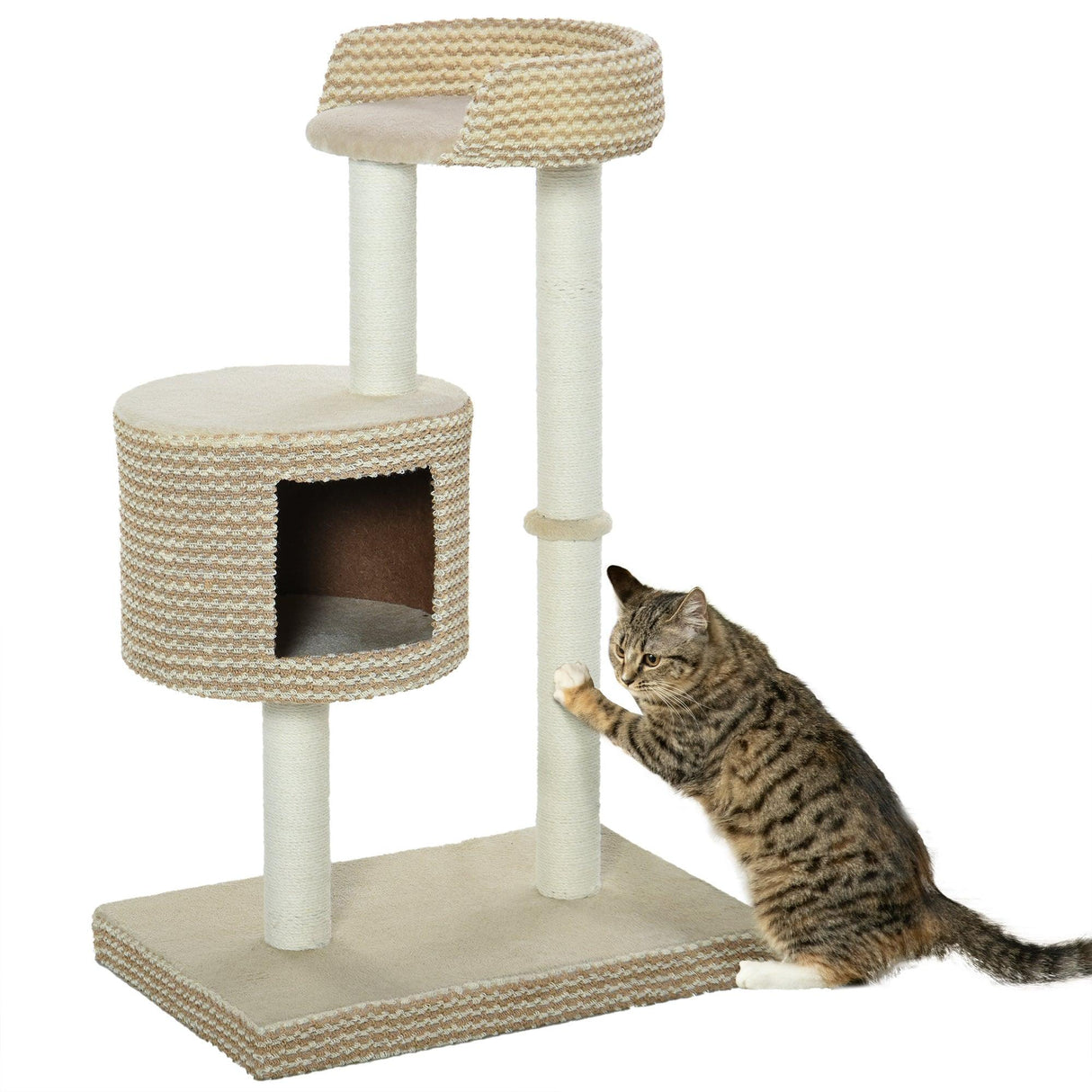 Multi-Level Cat Tower with Jute Scratching Posts, 96cm - Grey - Cat Trees - Purr Wish