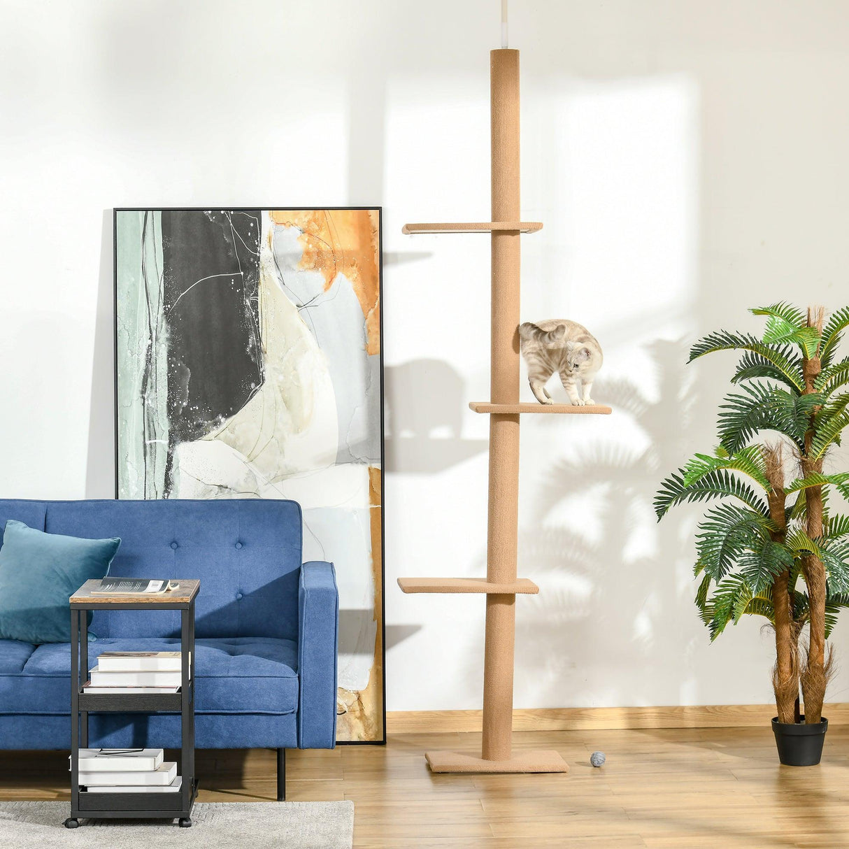 Floor-to-Ceiling Cat Tree, 260cm Tall - Brown - Cat Trees - Purr Wish