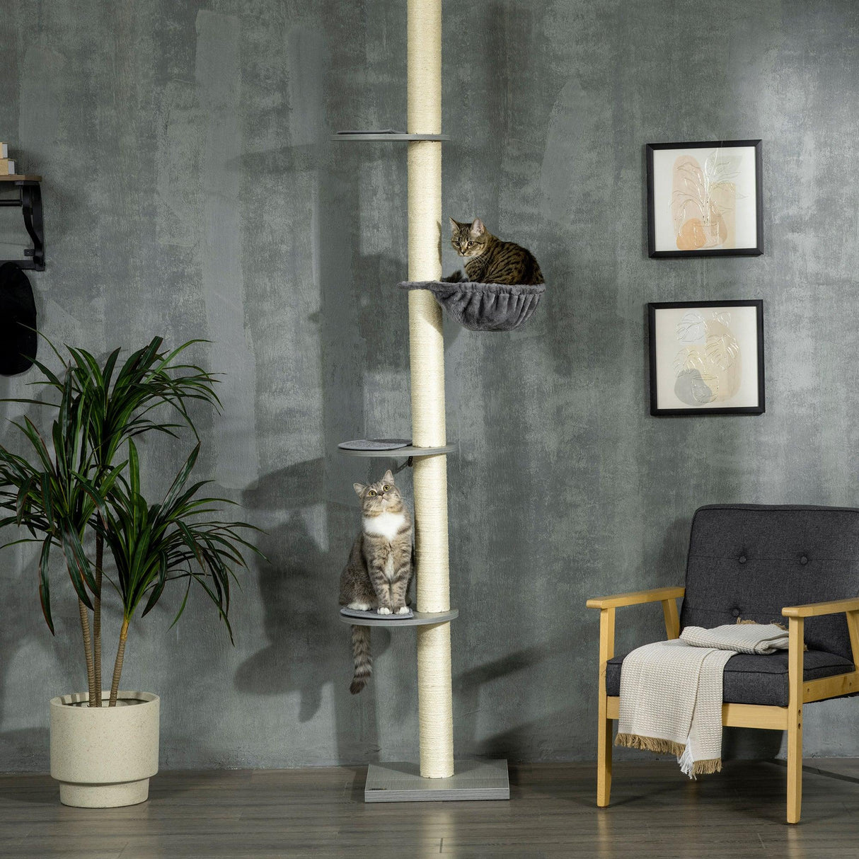 Tall Cat Tree with Hammock, Scratching Post - Cat Trees - Purr Wish