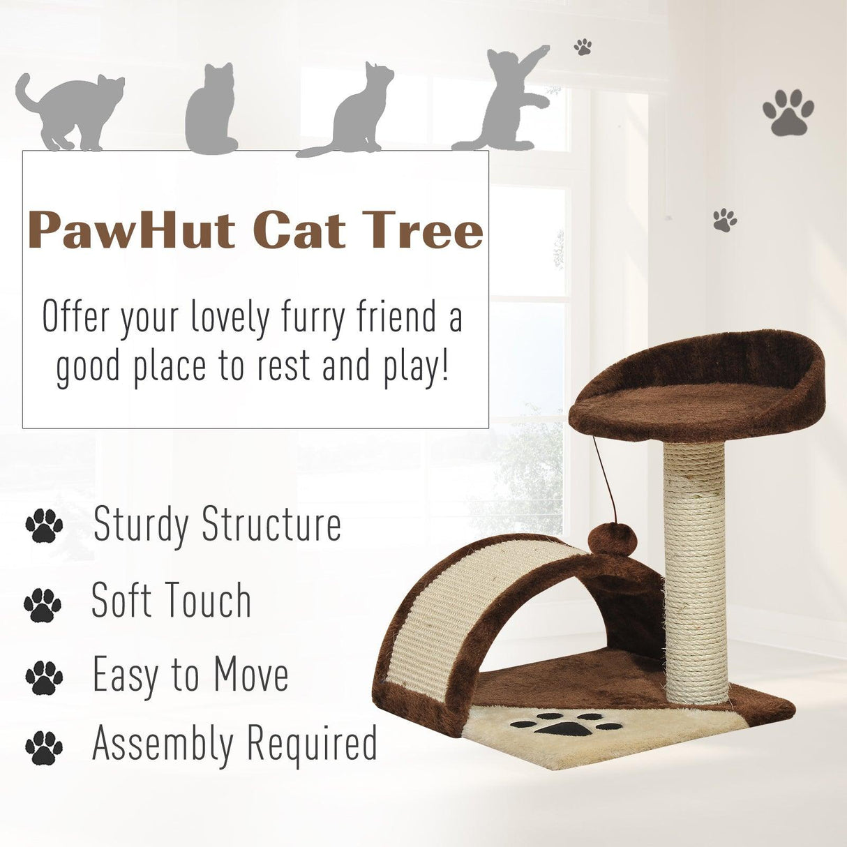 Cat Tree with Perch & Scratching Post - Brown - Cat Trees - Purr Wish