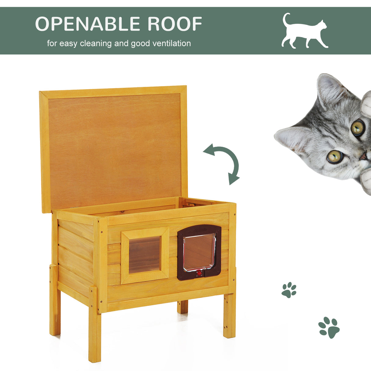 Garden Wooden Cat House Outdoor Pet Shelter