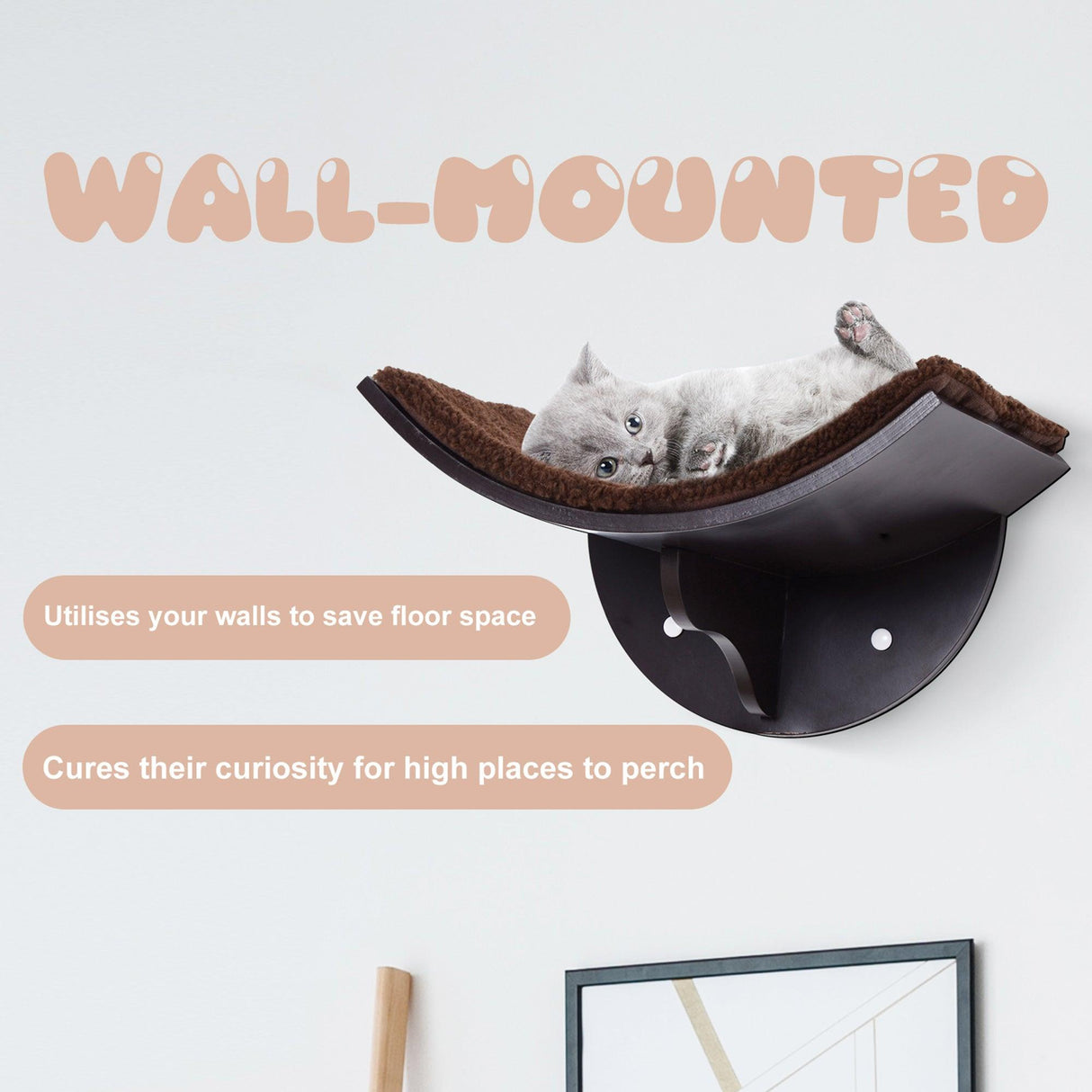 Wall-Mounted Cat Shelf Bed, Brown - Cat Walls - Purr Wish