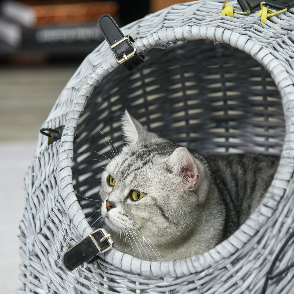Grey Portable Pet Carrier Basket Bed 50 x 40 x 40cm