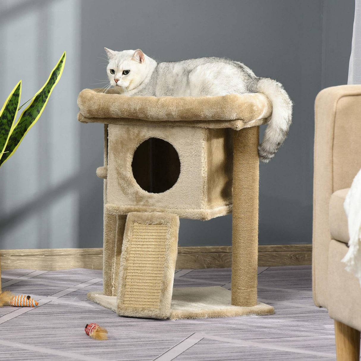 Cat Tree Tower Climbing Activity Center 40 x 40 x 57cm - Caramel - Cat Trees - Purr Wish