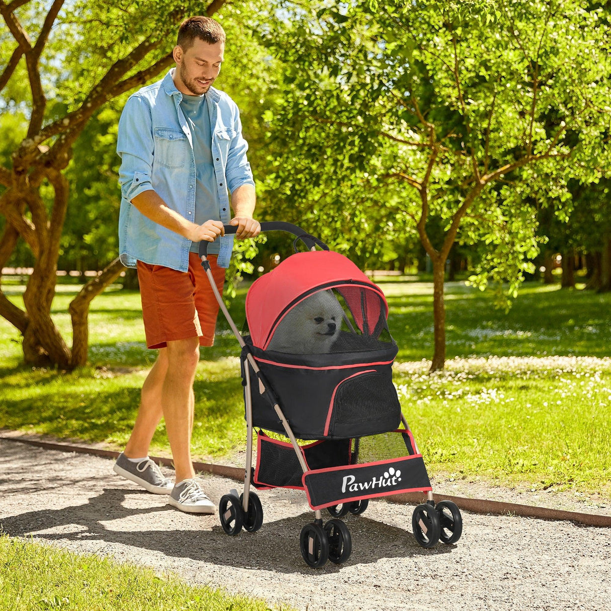 3-in-1 Cat Stroller - Carrier with Universal Wheel - Red & Black - Cat Carriers & Strollers - Purr Wish