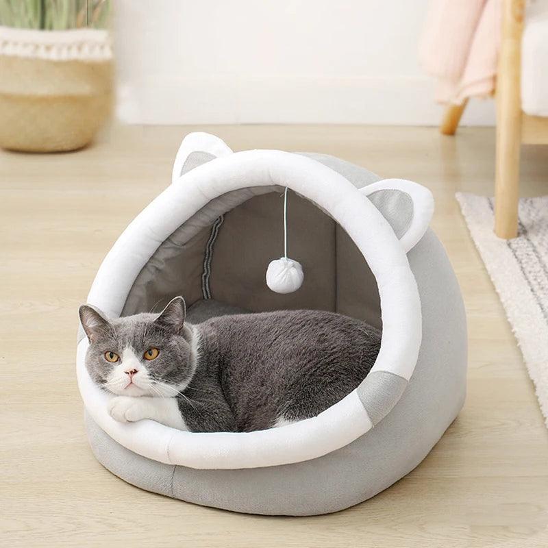 Cute Cat Bed Tent - Washable Kitty Lounger - Cat Beds - Purr Wish
