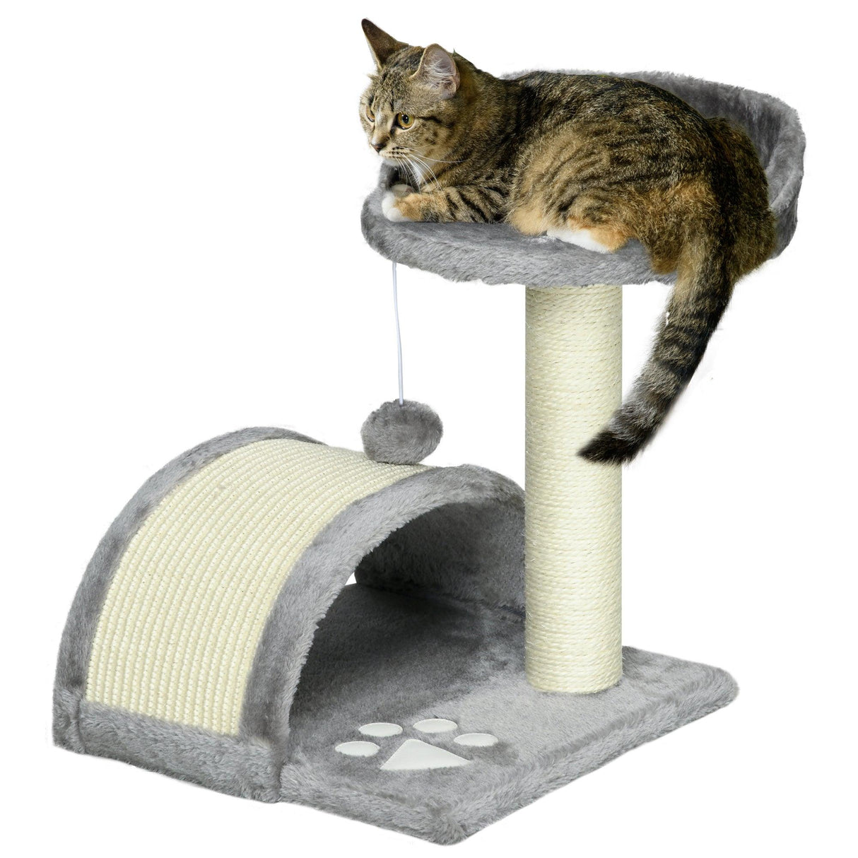 Cat Activity Centre with Sisal Scratching Posts, 46cm - Beige & Grey - Cat Trees - Purr Wish