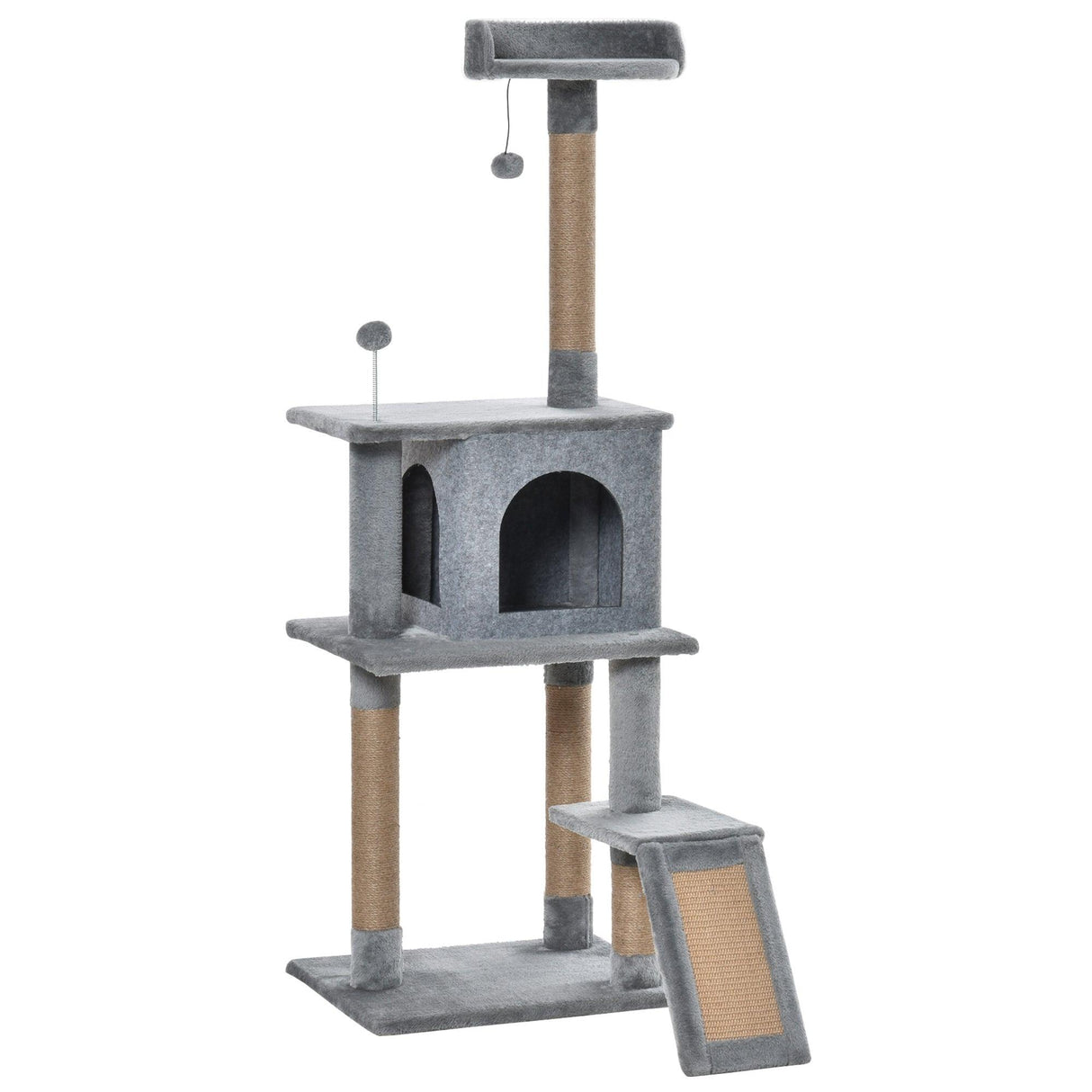 Climbing Activity Centre Cat Tree 142cm w/ Scratchers - Light Grey - Cat Trees - Purr Wish