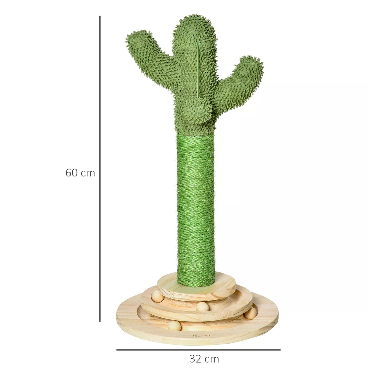 Cactus-Shaped Cat Scratching Post Tower, 60cm - Green - Cat Trees - Purr Wish