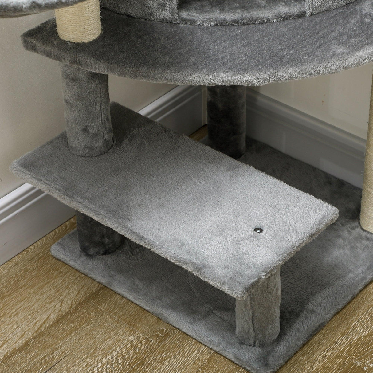 Grey Sisal Cat Tree Tower with Scratching Post, 100cm - Grey - Cat Trees - Purr Wish