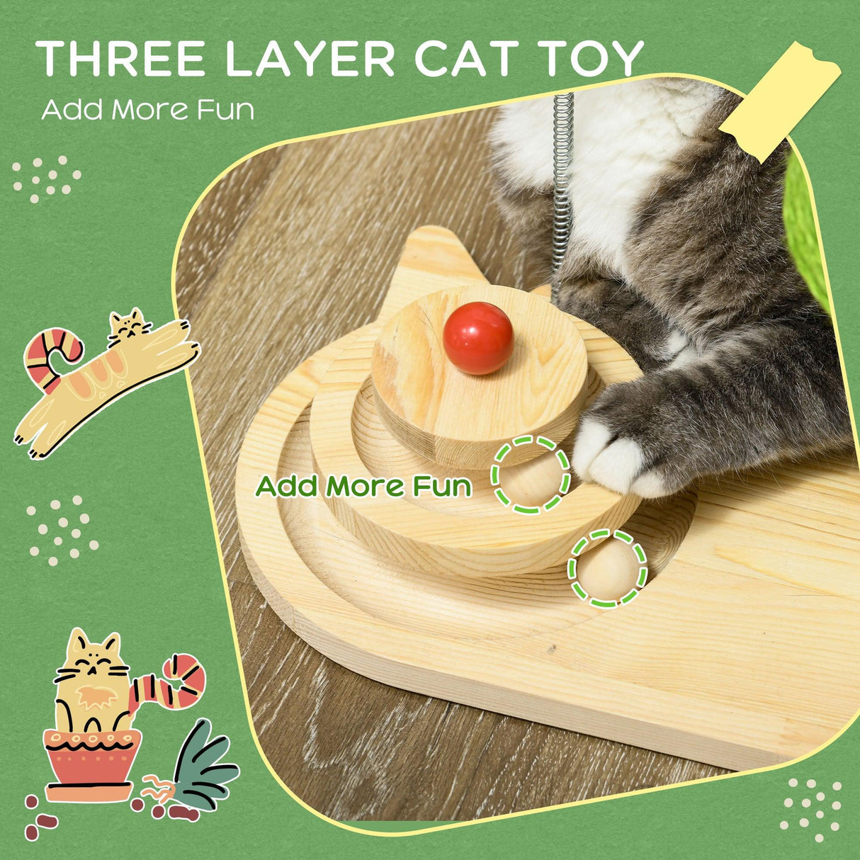 Mushroom Cat Scratching Post with Toy Balls, Feather, 26Hcm- Natural - Cat Scratchers - Purr Wish