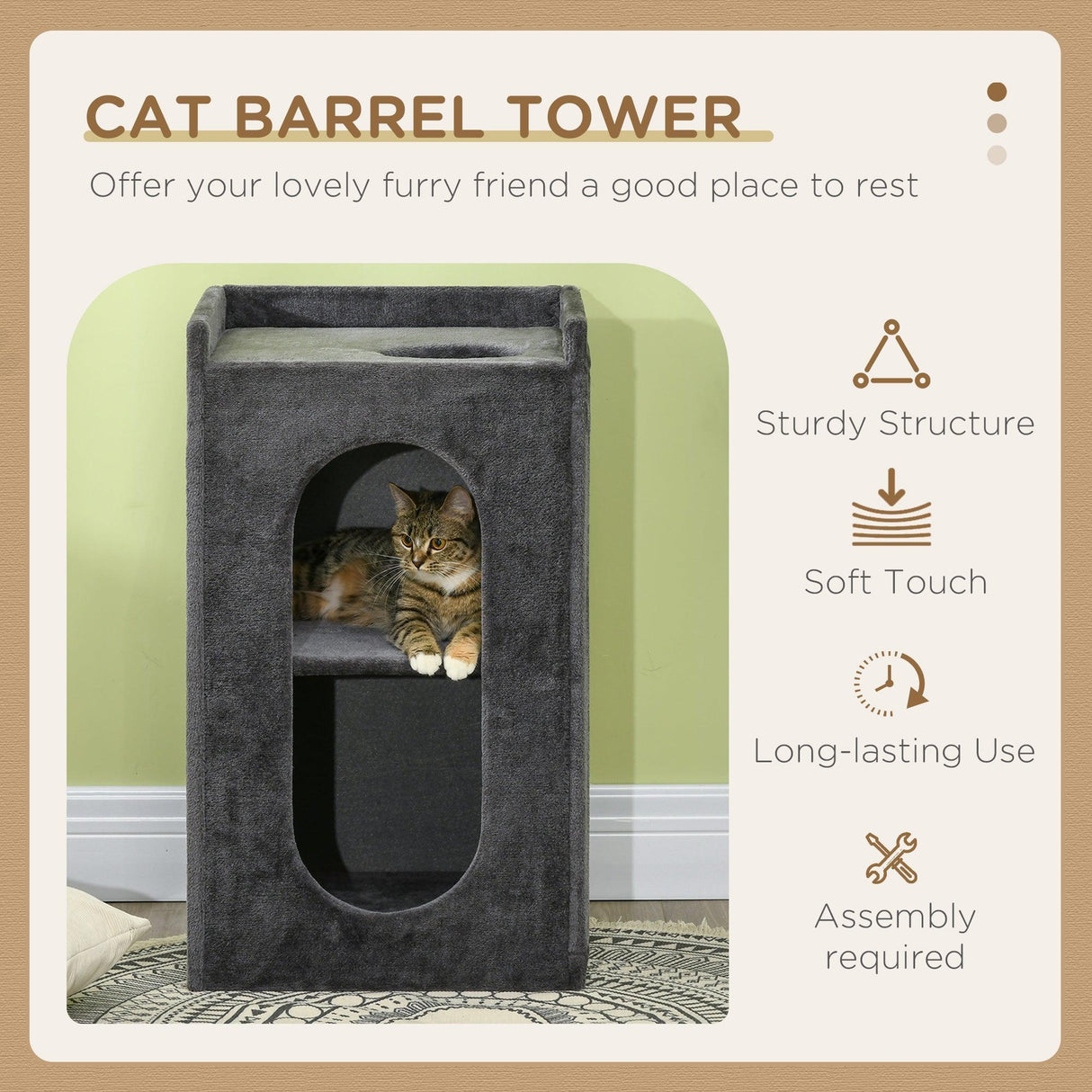 Cat Scratching Barrel w/ Condos - Dark Grey - Cat Trees - Purr Wish