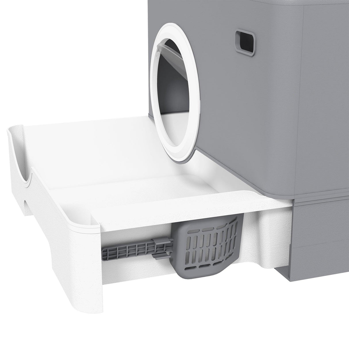 Enclosed Cat Litter Box with Front Entry & Scoop - Grey - Cat Litter Trays - Purr Wish