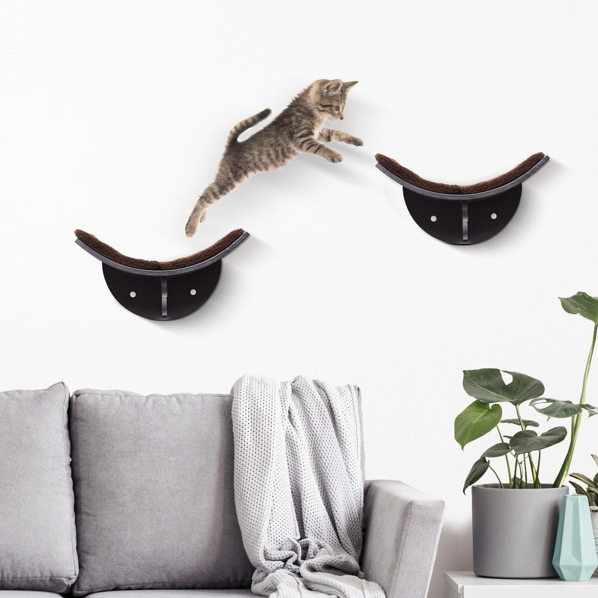 Wall-Mounted Cat Shelf Bed, Brown - Cat Walls - Purr Wish