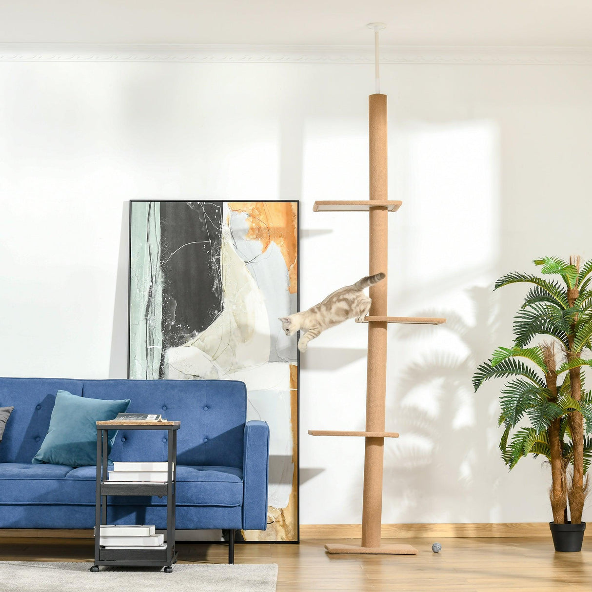 Floor-to-Ceiling Cat Tree, 260cm Tall - Brown - Cat Trees - Purr Wish