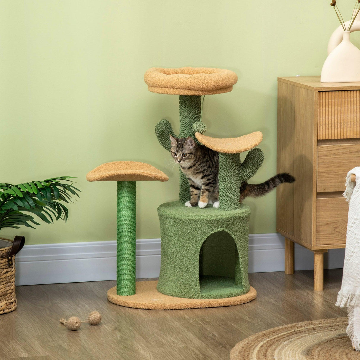 Cactus Cat Tree Activity Centre, 83cm - Green - Cat Trees - Purr Wish