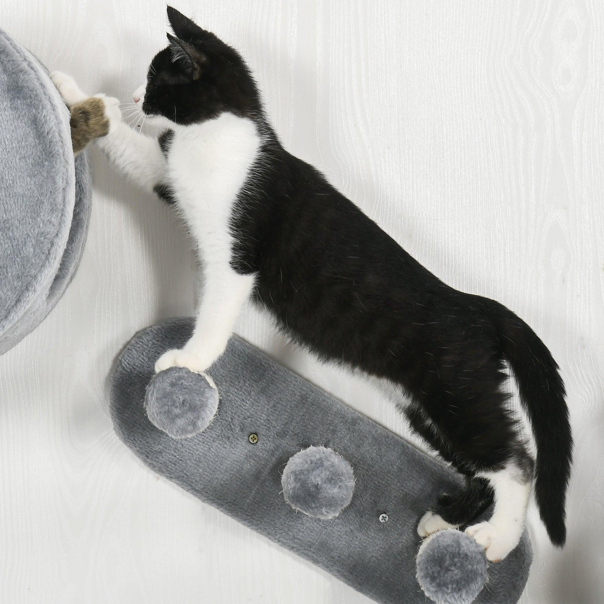 4-Piece Wall-Mounted Cat Tree Furniture with Platforms, Steps, Scratching Post, Grey - Cat Walls - Purr Wish
