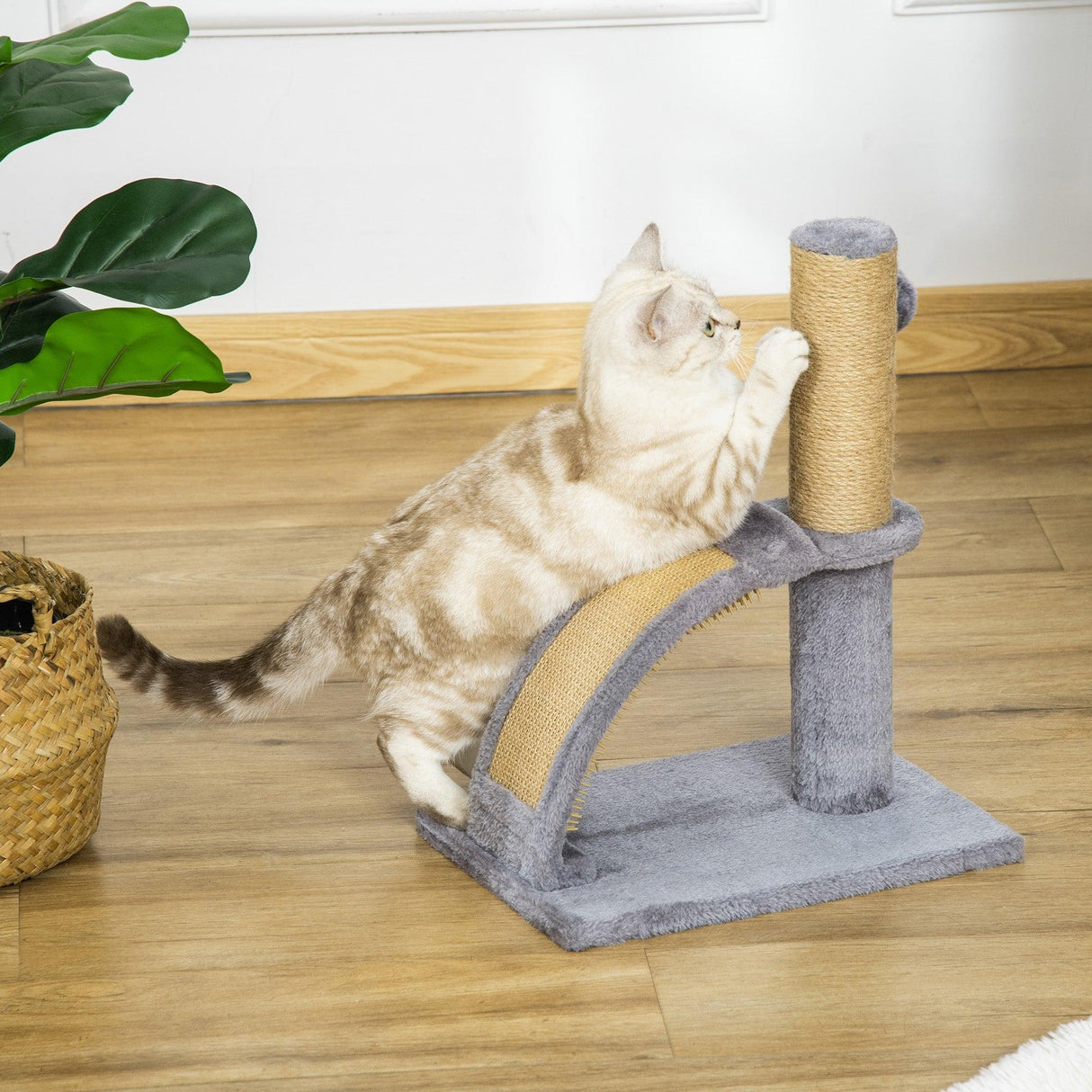 Indoor Cat Tree, Self Grooming, Scratchers, 43cm - Grey - Cat Trees - Purr Wish