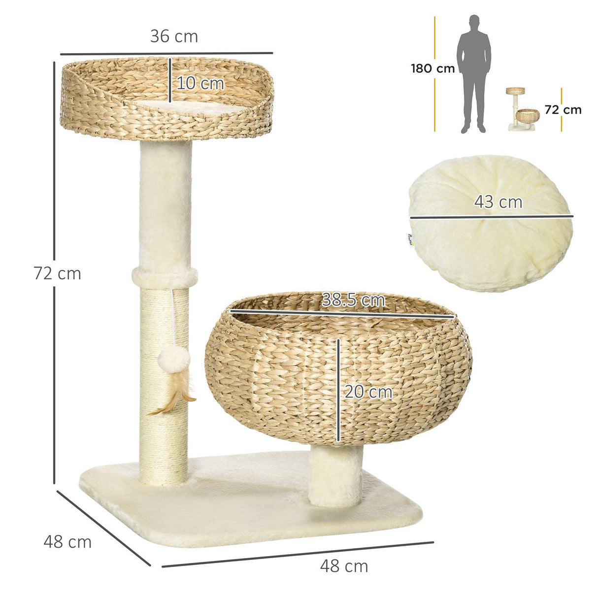 Elegant Cat Tree with Two Beds - Beige - Cat Trees - Purr Wish