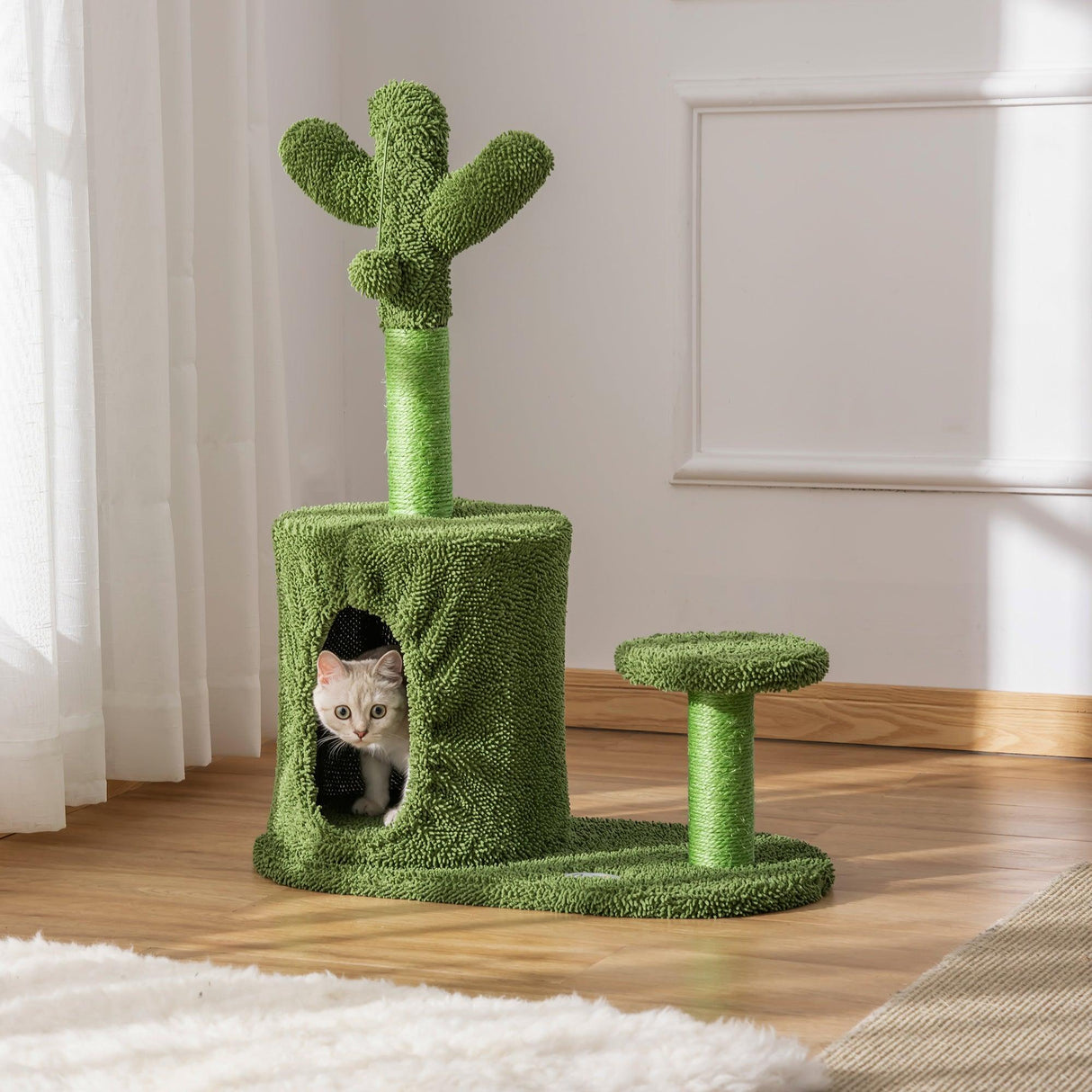 Cactus Cat Tree w/ Scratching Post, Condo, Toy, 78cm - Green - Cat Trees - Purr Wish