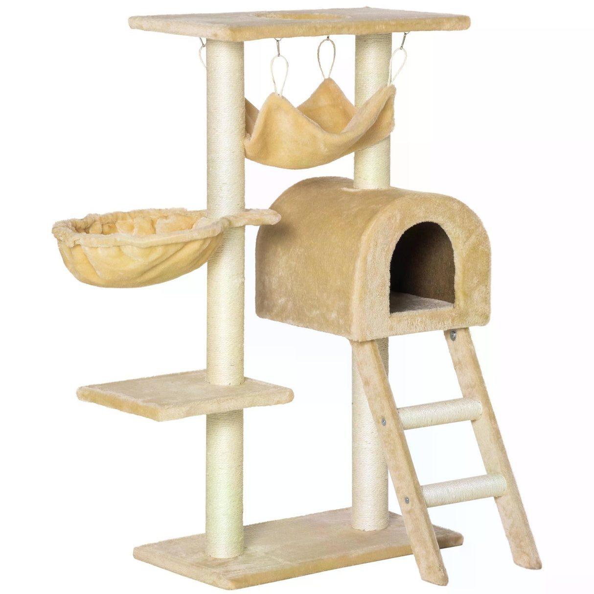 Cat Tree Tower Activity Centre w/ Hammock, 98cm - Beige - Cat Trees - Purr Wish