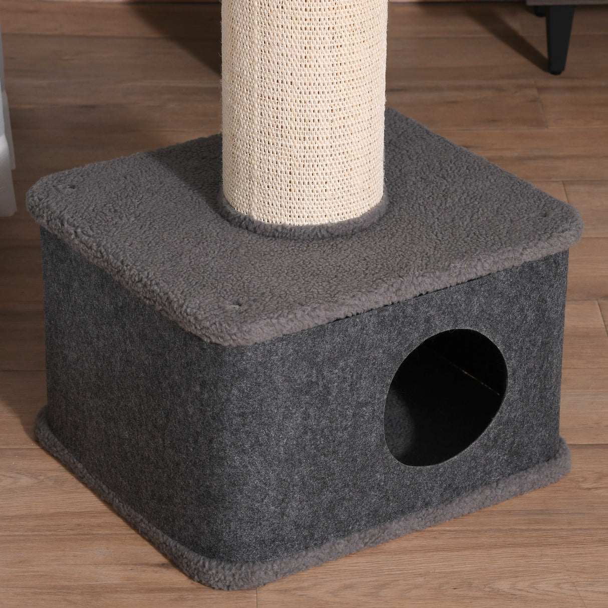 Grey Multi-Level Cat Tower with Plush Perches