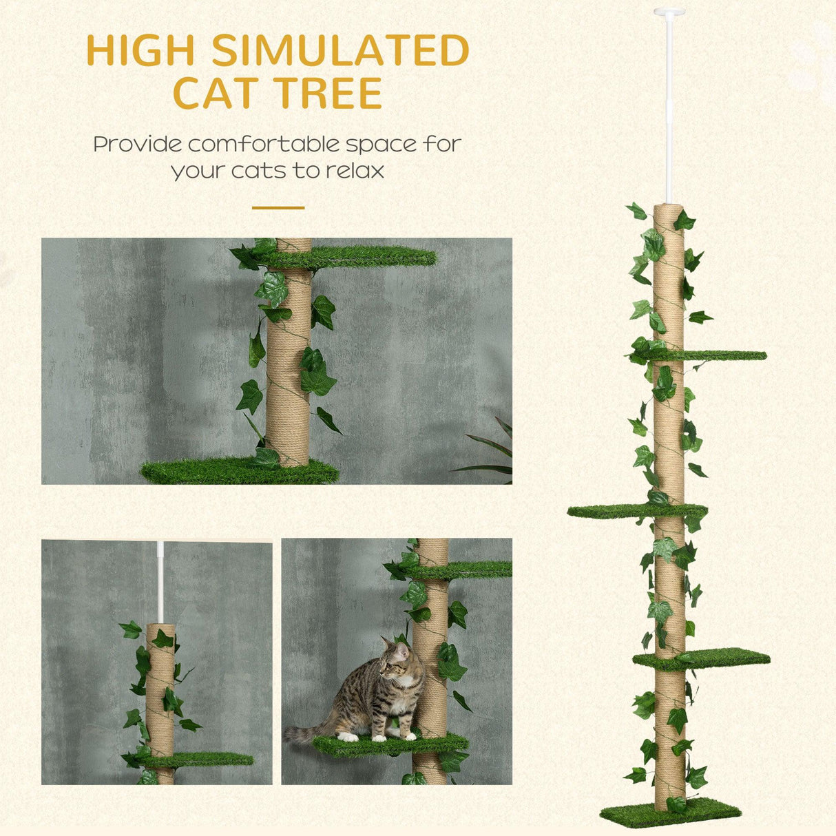 Adjustable Floor-to-Ceiling Cat Tower, Green - Cat Trees - Purr Wish