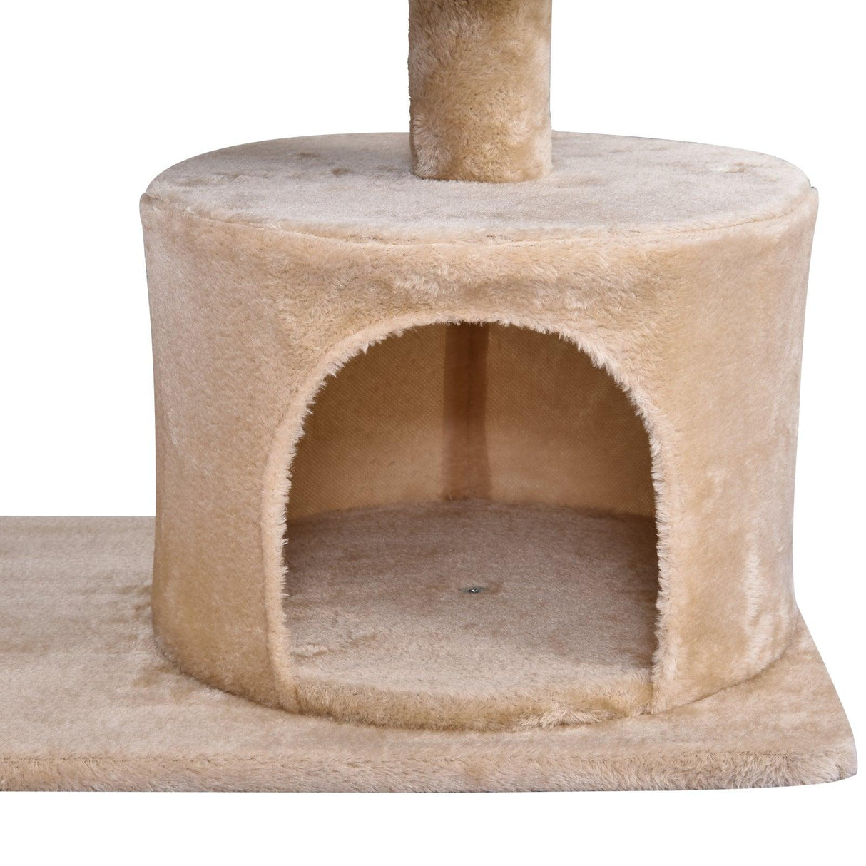 3-Tier Cat Tower w/ Hide-Away House & Ball Toys - Beige - Cat Trees - Purr Wish