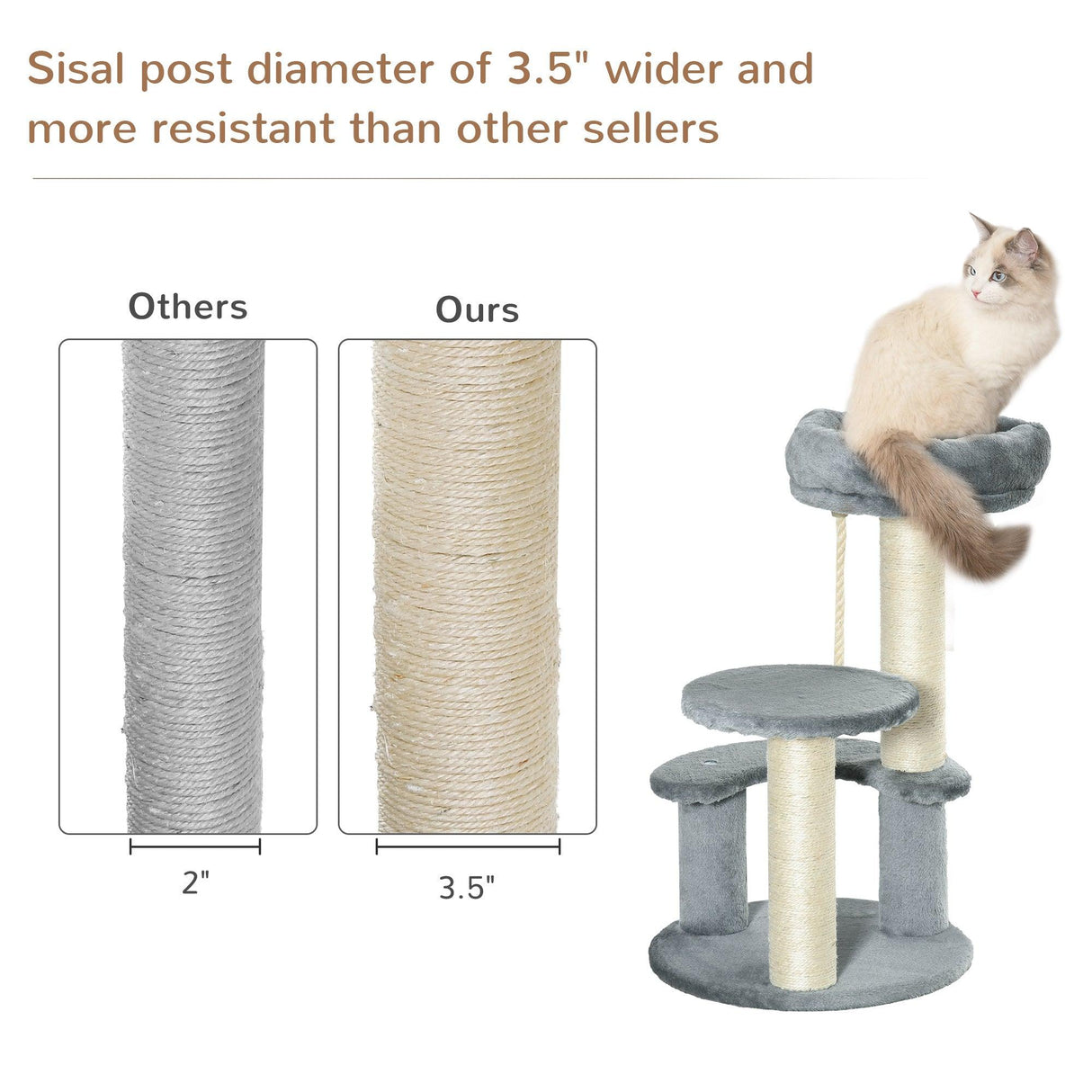 Cat Scratching Post and Playhouse, 65cm - Grey - Cat Trees - Purr Wish