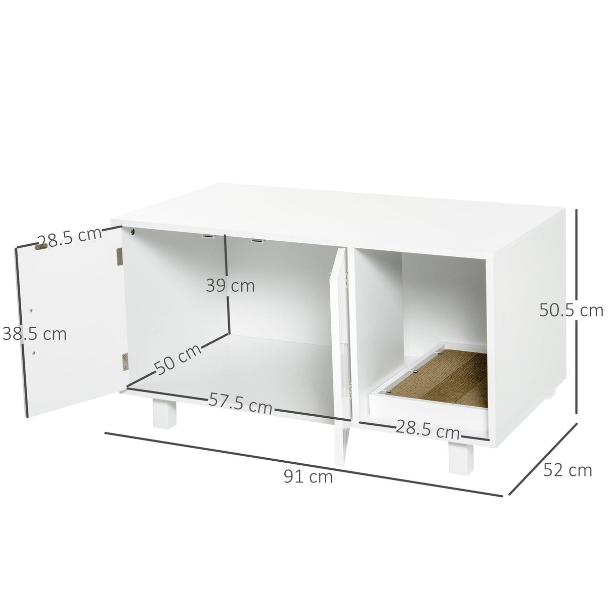 Cat Litter Box Enclosure & House - White - Cat Litter Trays - Purr Wish