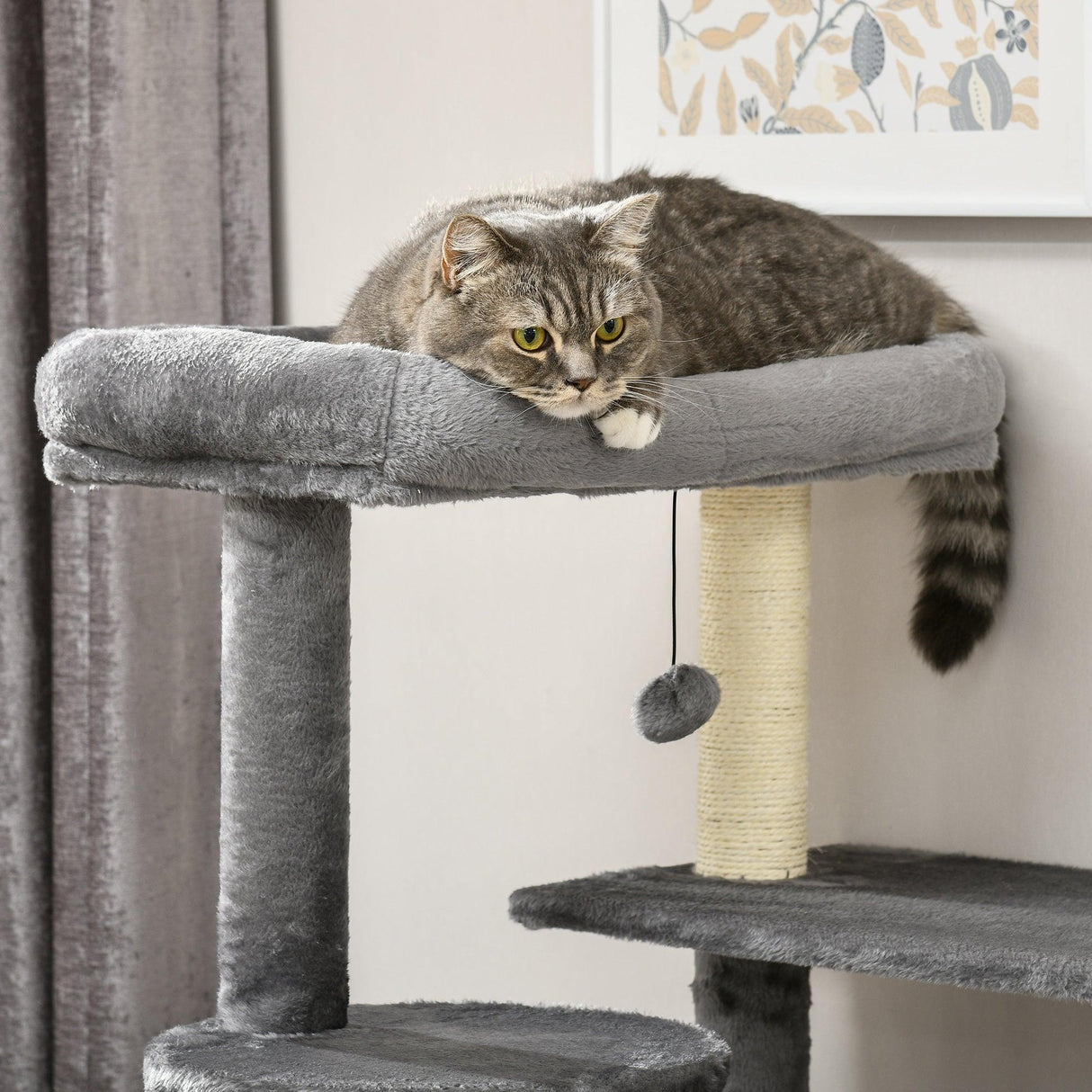 Cat Tower with Scratching Post, Cat House, 148cm - Grey - Cat Trees - Purr Wish