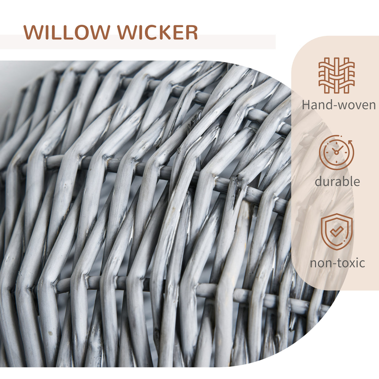 Grey Portable Pet Carrier Basket Bed 50 x 40 x 40cm