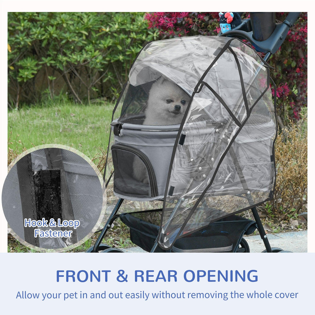 Cat Stroller with Rain Cover and EVA Wheels - Grey - Cat Carriers & Strollers - Purr Wish