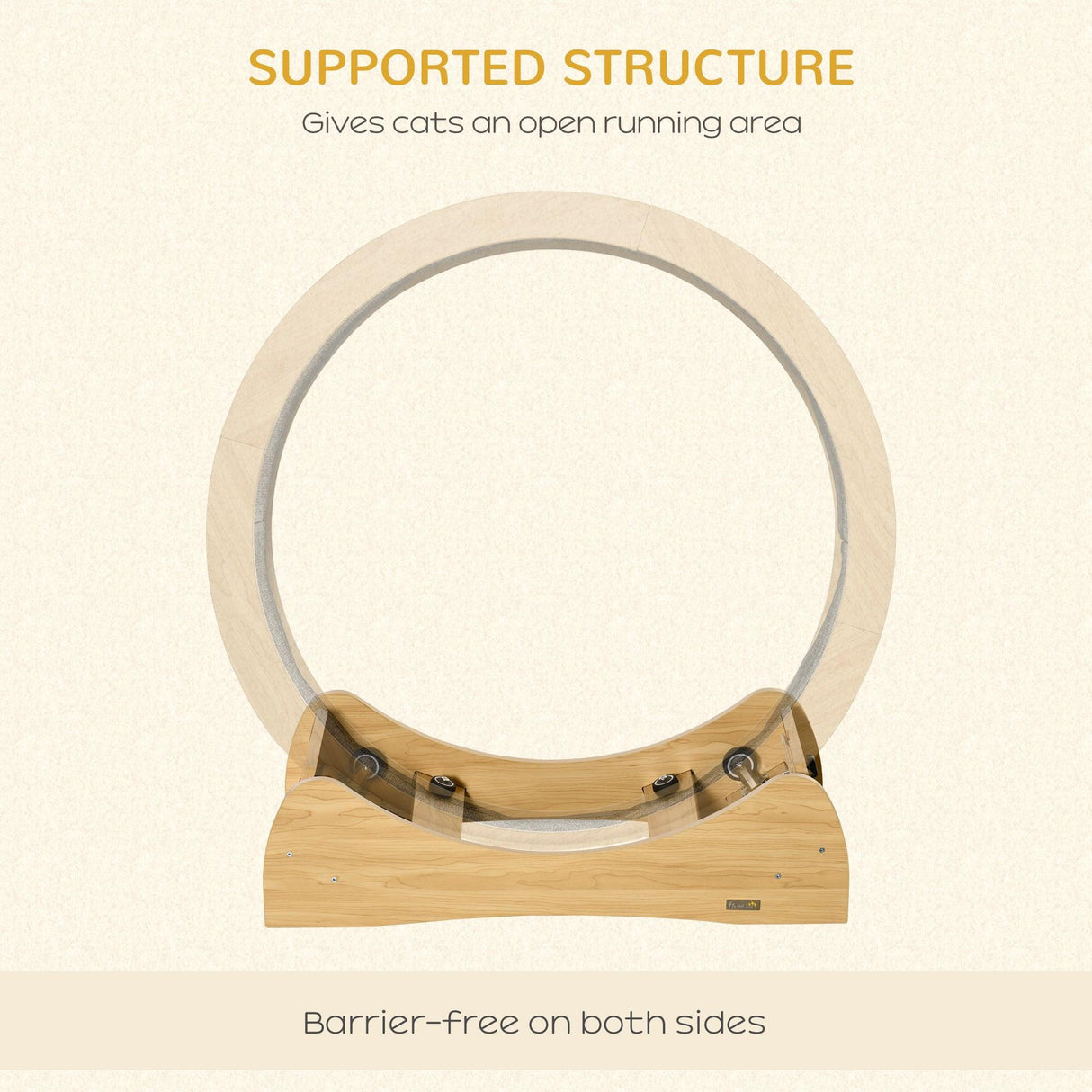 Cat Treadmill, Running Wheel for Exercise, 95cm - Natural Wood Finish - Cat Trees - Purr Wish