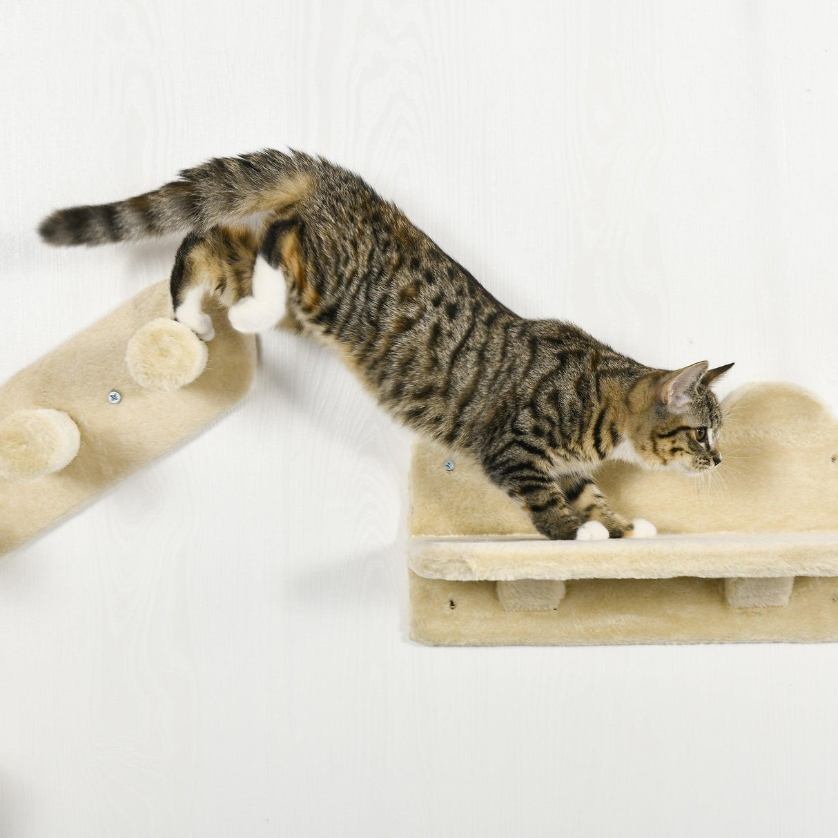 4-Piece Wall-mounted Cat Climbing Shelves Set, Beige - Cat Walls - Purr Wish