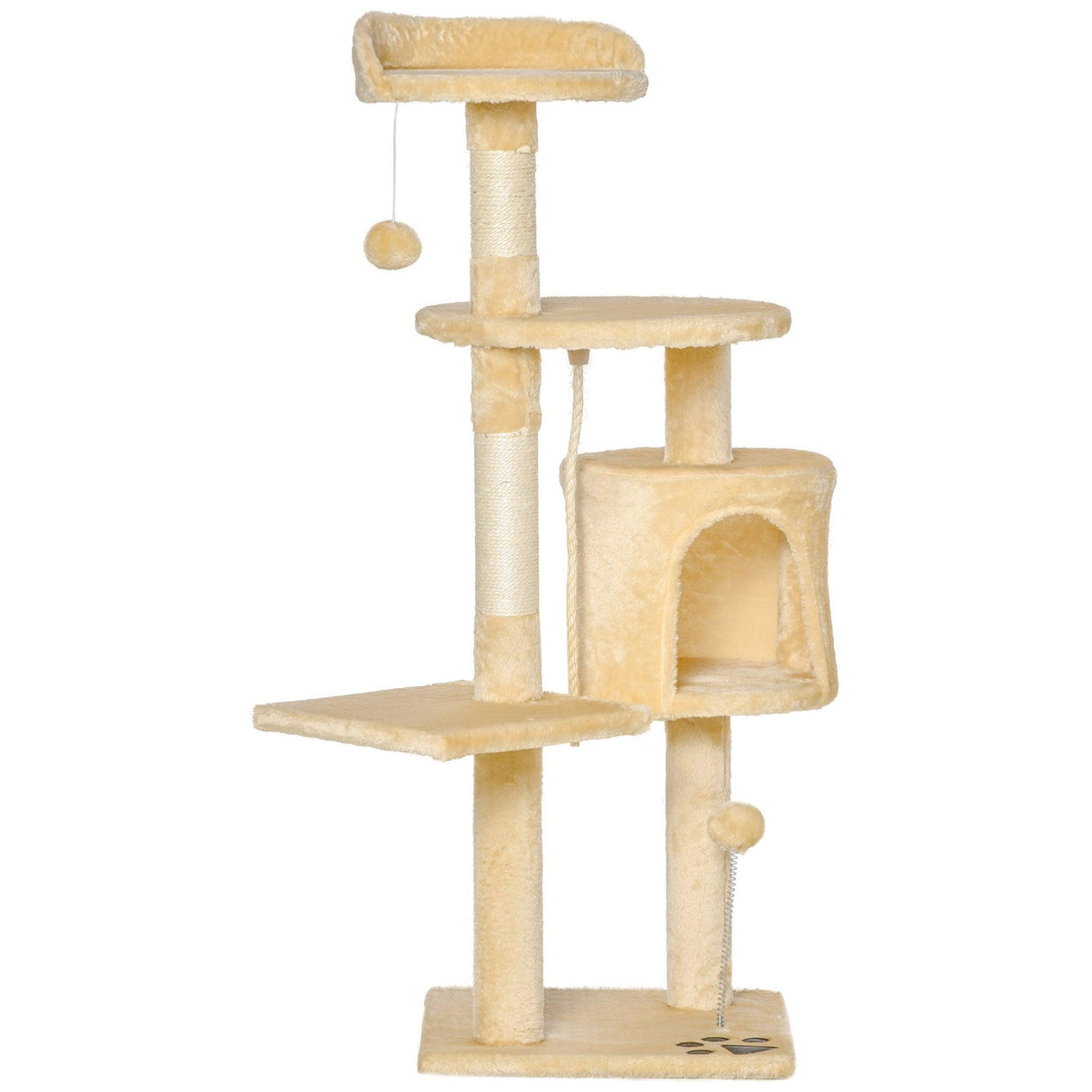Multi-Level Cat Tree House, 114cm - Beige - Cat Trees - Purr Wish