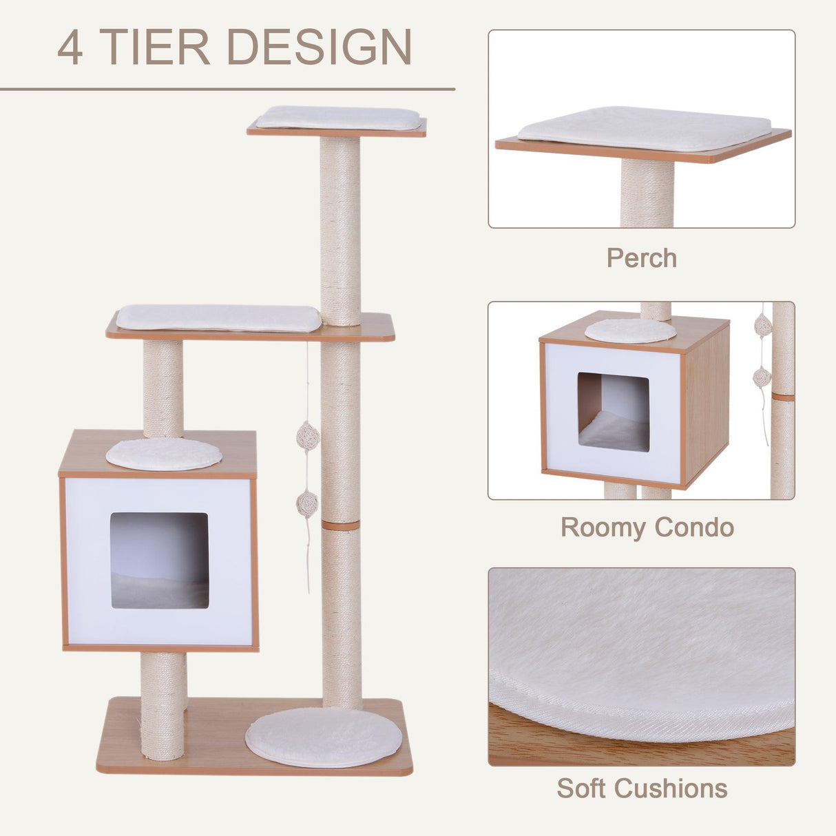 Wooden Cat Scratching Post and Activity Center - Cat Trees - Purr Wish