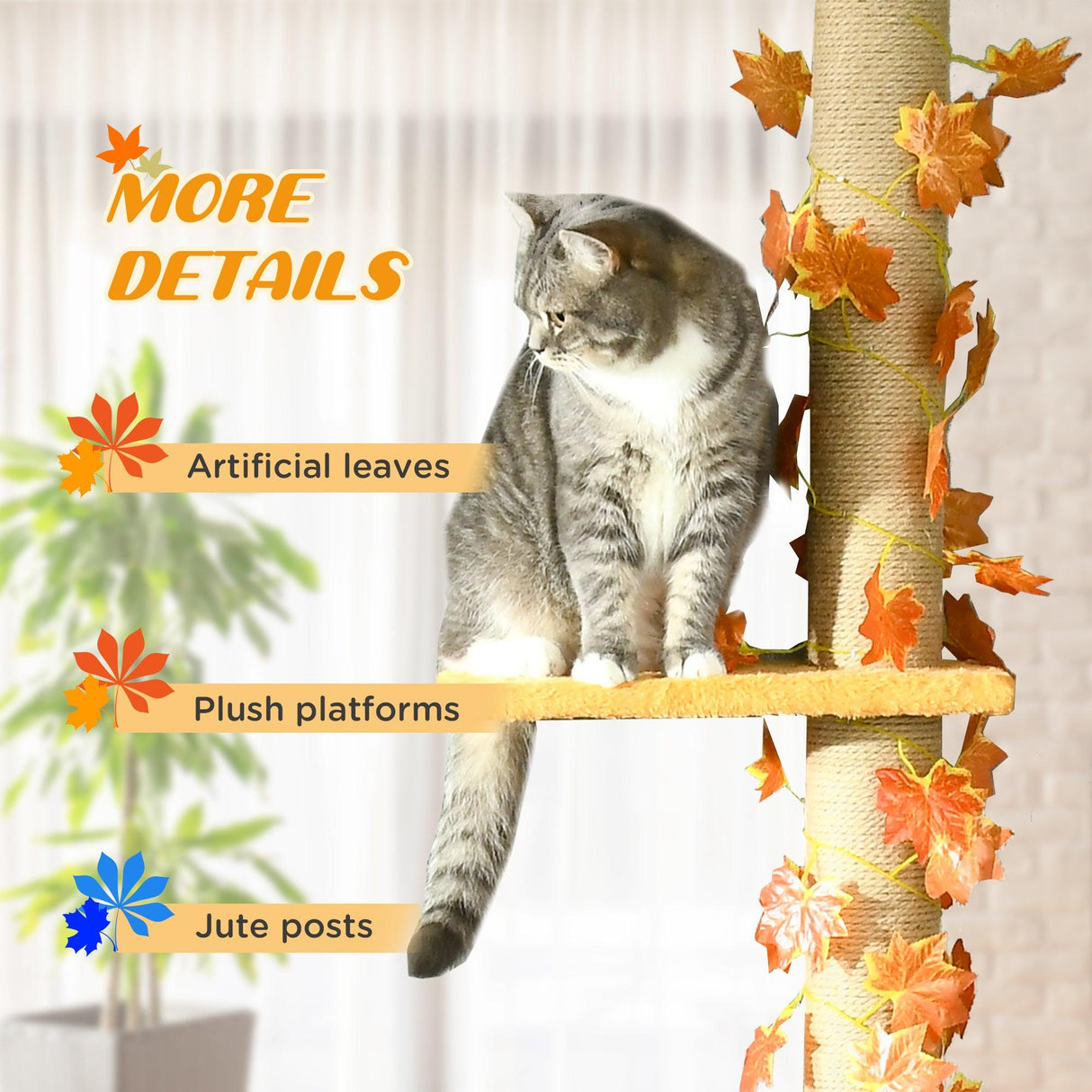 Adjustable Height Floor to Ceiling Cat Tree with Sisal Scratching Post - Cat Trees - Purr Wish