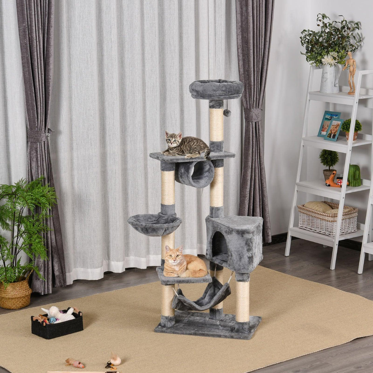 Multi-Level Cat Condo Tower, 154cm - Grey - Cat Trees - Purr Wish