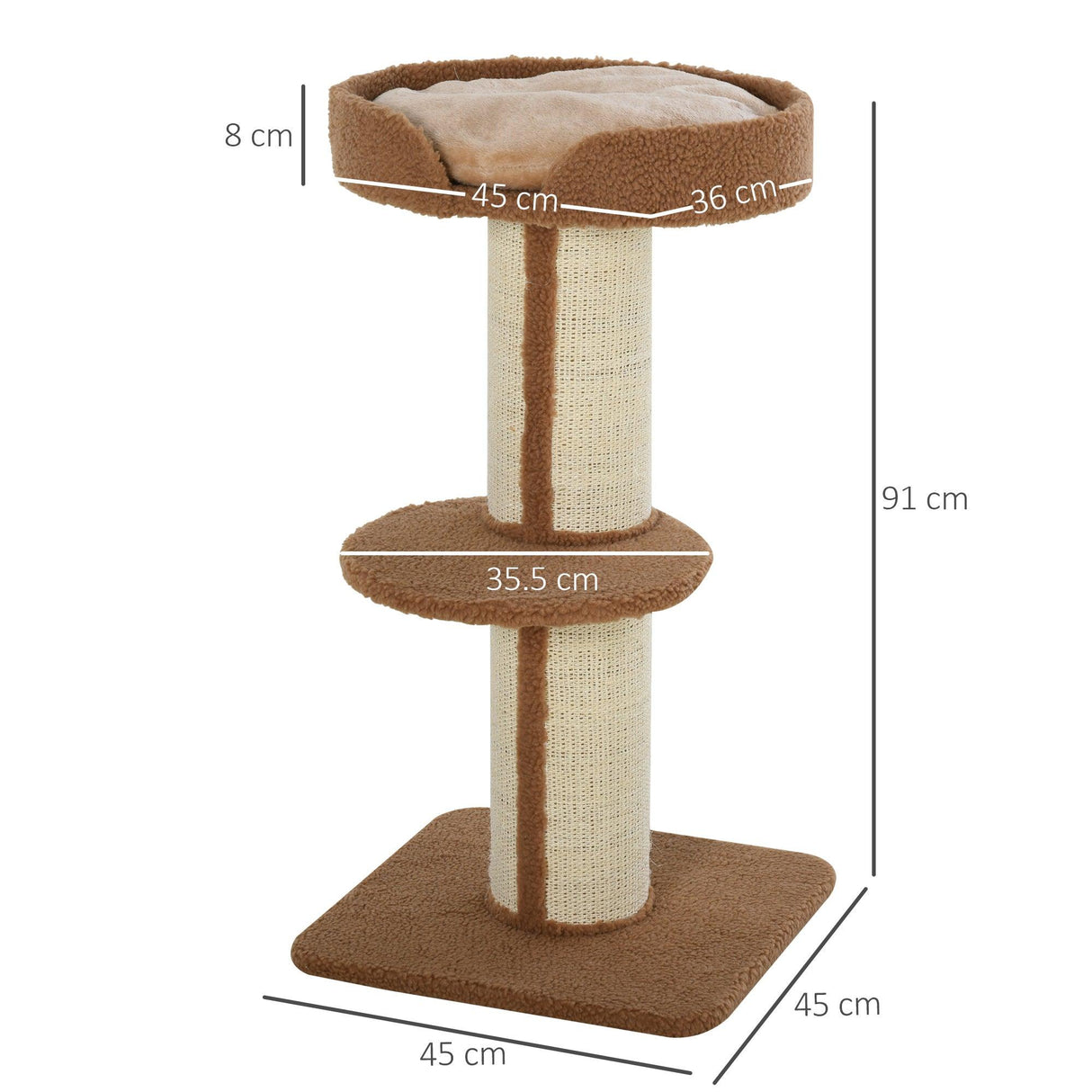 Comfortable Cat Tree Tower 91cm - Light Brown - Cat Trees - Purr Wish