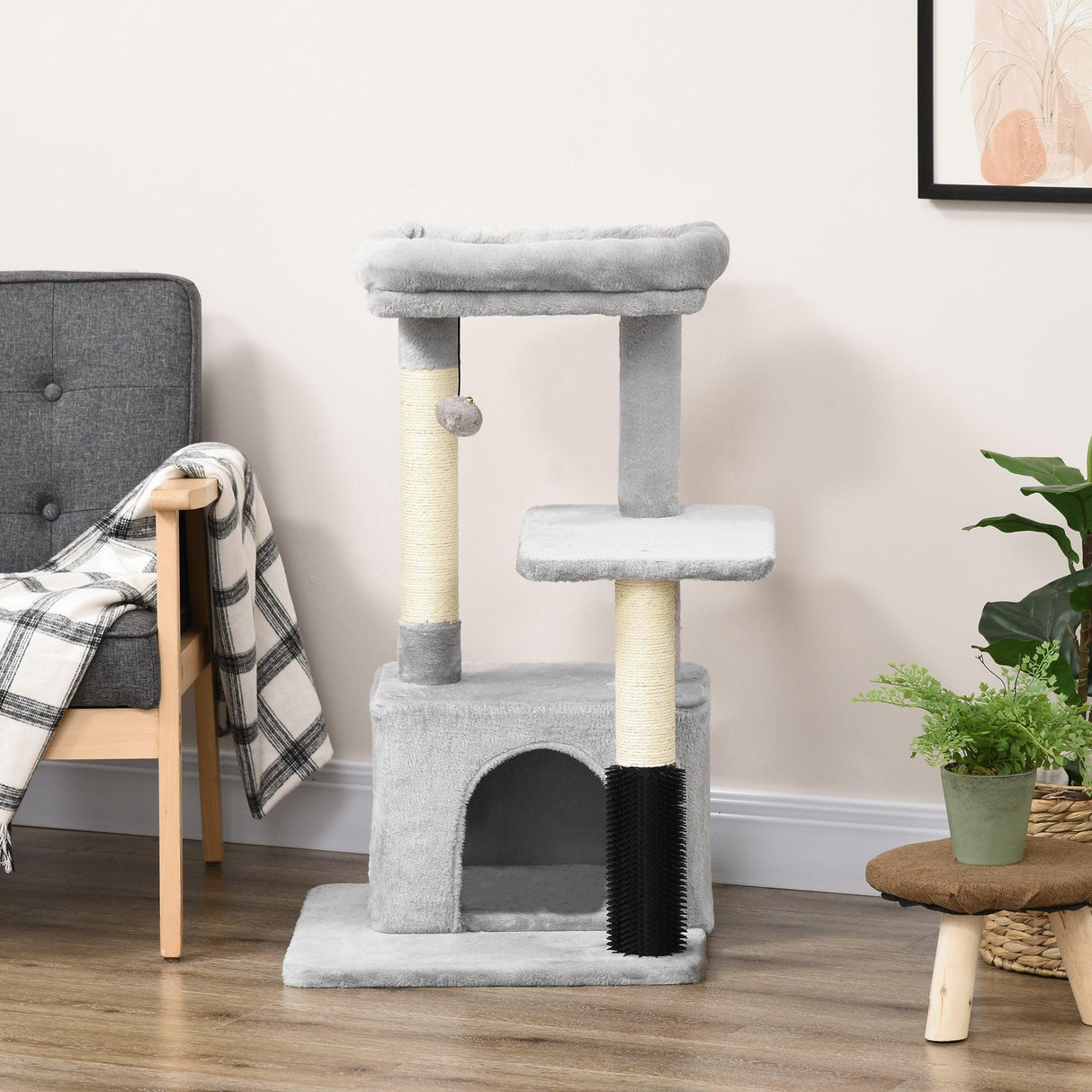 Cat Tree Climbing Activity Center w/ Scratchers, 85cm - Grey - Cat Trees - Purr Wish