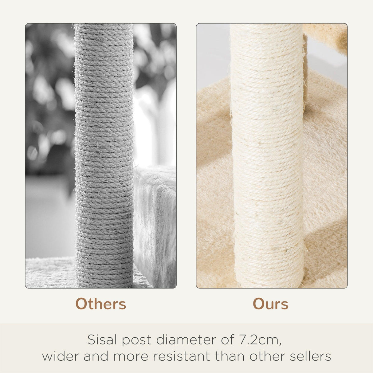 Sisal Cat Tree Scratching Post Climbing Tower, Beige - Cat Trees - Purr Wish