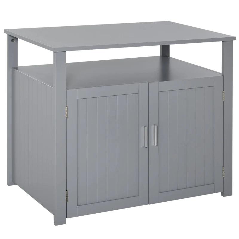 Cat Litter Box Enclosure Nightstand 66H x 76L x 51Wcm - Grey - Cat Litter Trays - Purr Wish