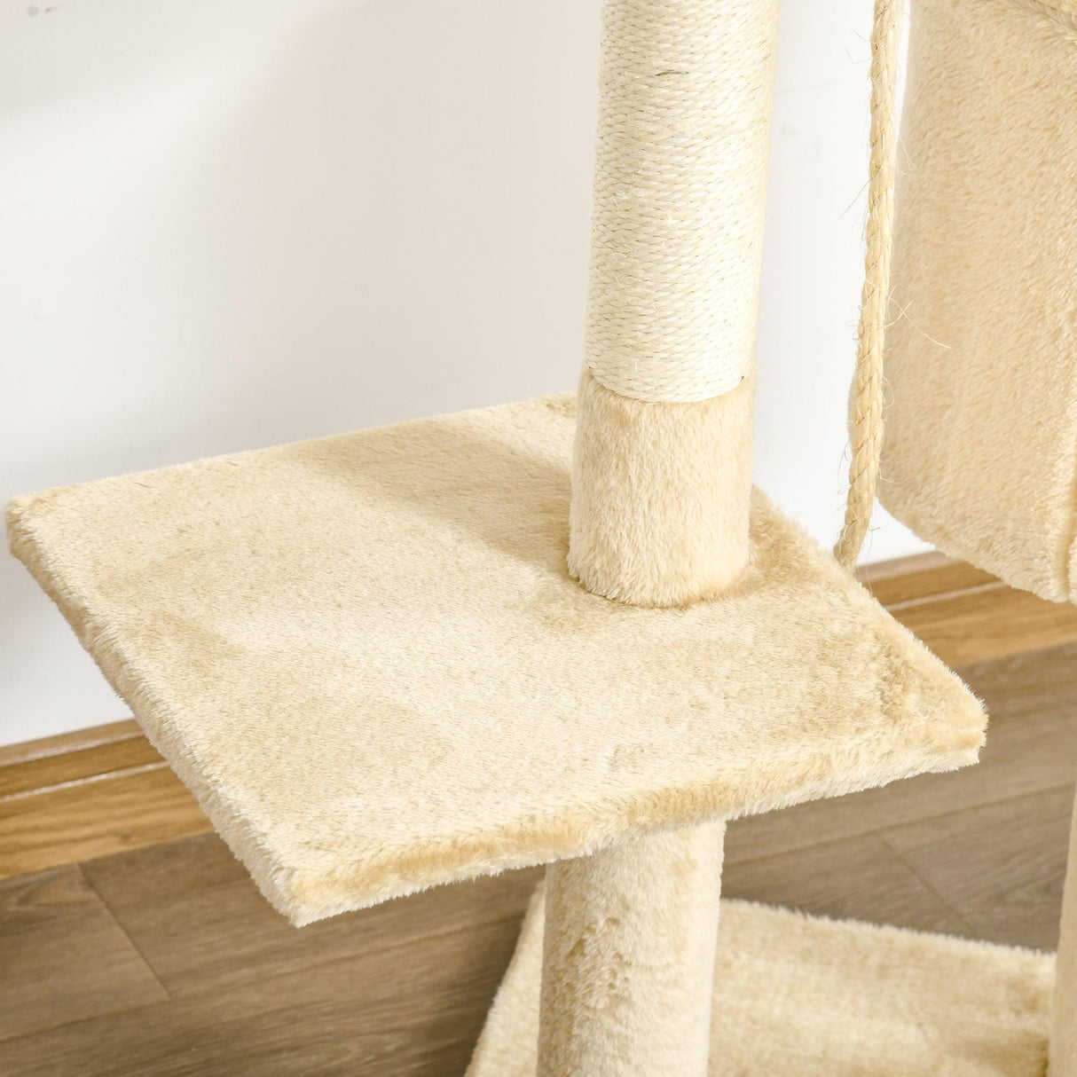 Multi-Level Cat Tree House, 114cm - Beige - Cat Trees - Purr Wish