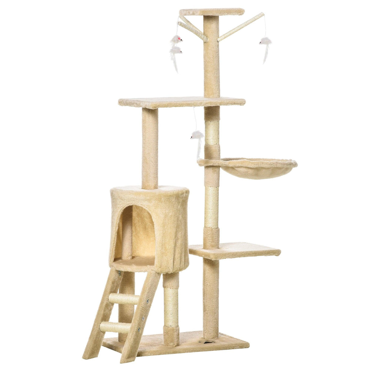 Multi-Level Cat Tree House, 134.2cm - Beige - Cat Trees - Purr Wish