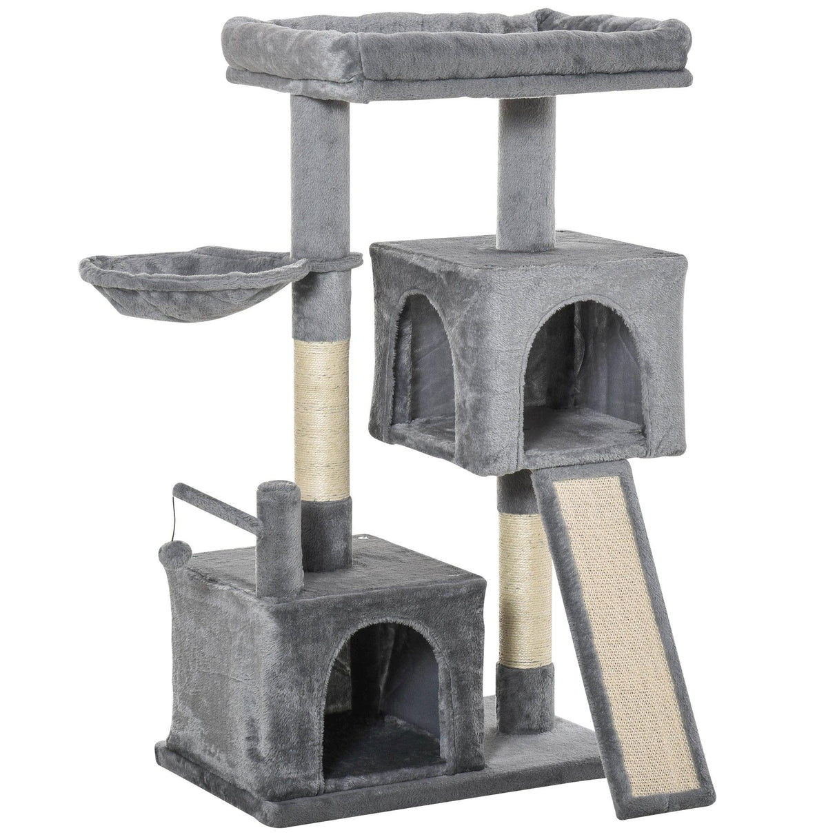Cat Tower with Hammock and Hanging Ball Toy, 111cm - Grey - Cat Trees - Purr Wish