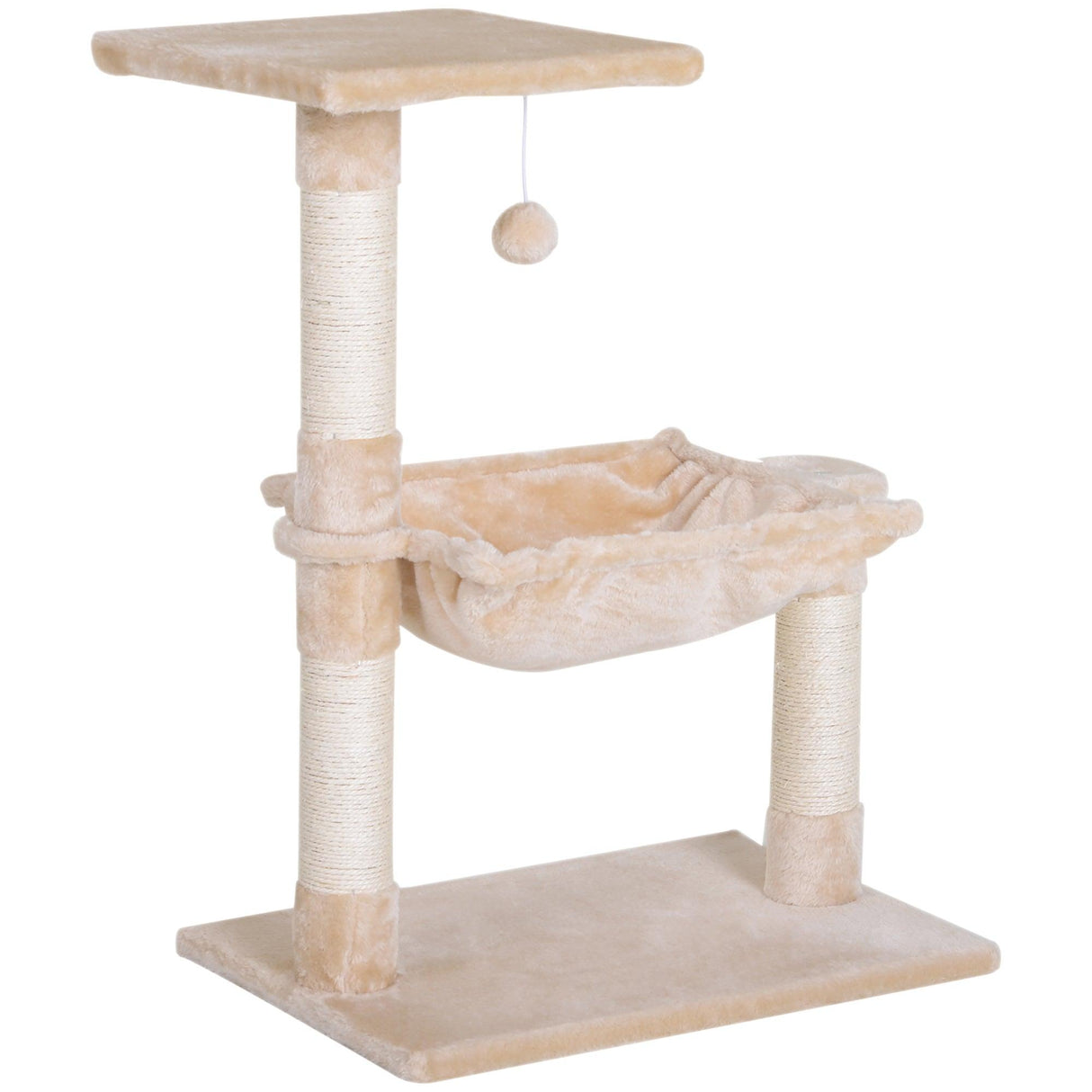 Cat Tree Hammock Bed w/ Scratching Post, 70cm - Beige - Cat Trees - Purr Wish