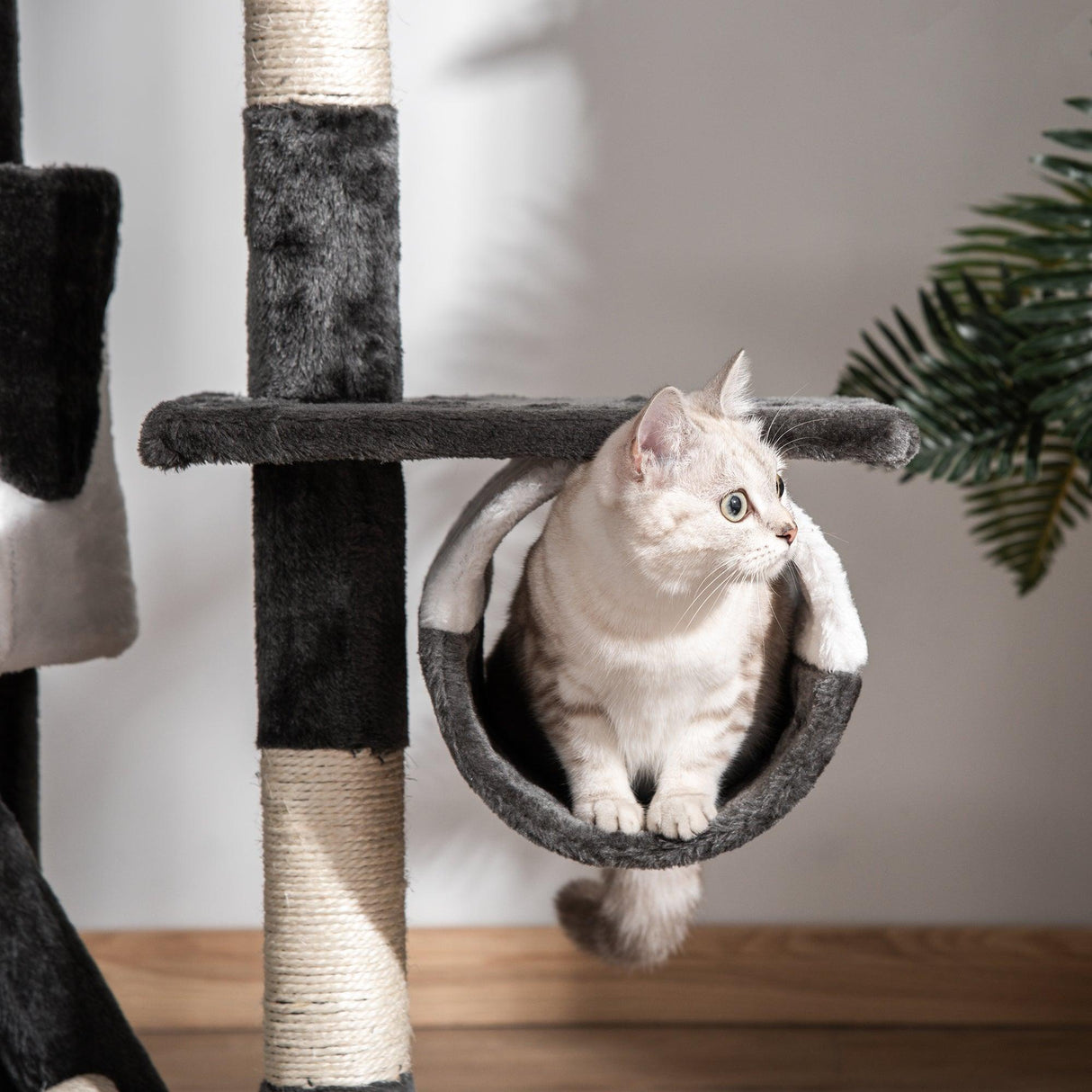 Adjustable Cat Tree Fun House, Black & White - Cat Trees - Purr Wish